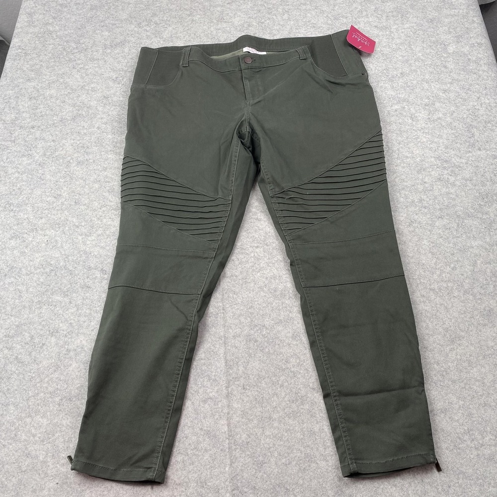 Isabel Maternity Jeggings Womens 18 (42x28) Green Moto High Rise Stretch Pants